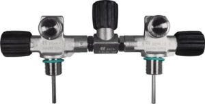 SCUBATEC ROBINET DOUBLE DIN 232 BAR 140 MM